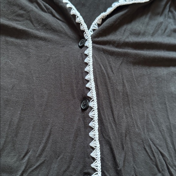 Women's Black Pajama Set with White Trim - Picture 3 of 3